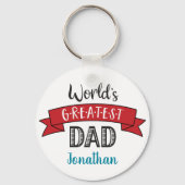 's Werelds grootste pap, gematigde Typografie Red Sleutelhanger (Achterkant)