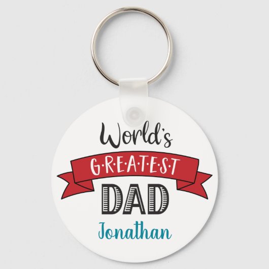 's Werelds grootste pap, gematigde Typografie Red Sleutelhanger (Achterkant)