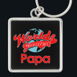 's Werelds grootste pap Sleutelhanger<br><div class="desc">'s Werelds grootste shirten,  kleding en geschenken om iemand speciaal te herkennen. Dit ontwerp is voorzien van een levendig wereldbol met sportief rode tekst. Copyright - Alle rechten voorbehouden.</div>