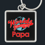 's Werelds grootste pap Sleutelhanger<br><div class="desc">'s Werelds grootste shirten,  kleding en geschenken om iemand speciaal te herkennen. Dit ontwerp is voorzien van een levendig wereldbol met sportief rode tekst. Copyright - Alle rechten voorbehouden.</div>