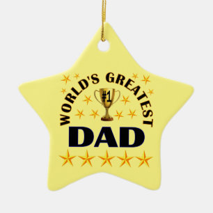 's Werelds grootste pap Trophy Stars Cute Kerstmis Keramisch Ornament