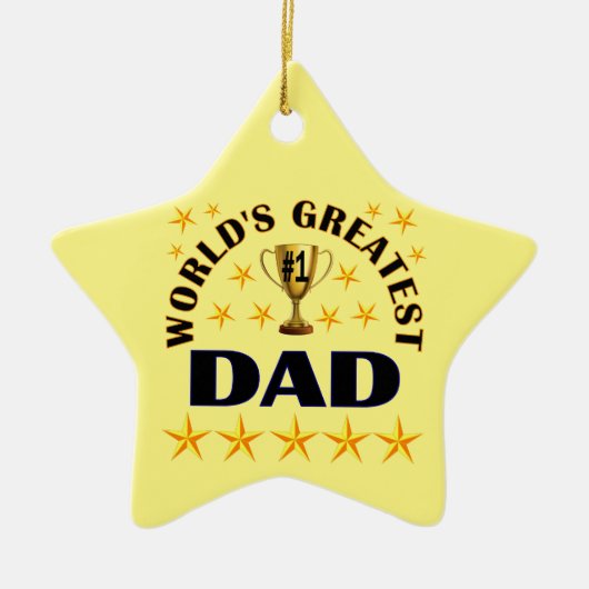 's Werelds grootste pap Trophy Stars Cute Kerstmis Keramisch Ornament (Voorkant)