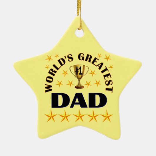 's Werelds grootste pap Trophy Stars Cute Kerstmis Keramisch Ornament (Achterkant)