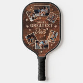 's Werelds grootste pap Woodgrain Six Photo Collag Pickleball Paddle (Voorkant)