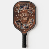 's Werelds grootste pap Woodgrain Six Photo Collag Pickleball Paddle (Achterkant)