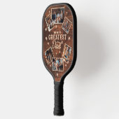 's Werelds grootste pap Woodgrain Six Photo Collag Pickleball Paddle (Links)