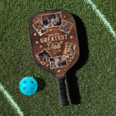 's Werelds grootste pap Woodgrain Six Photo Collag Pickleball Paddle