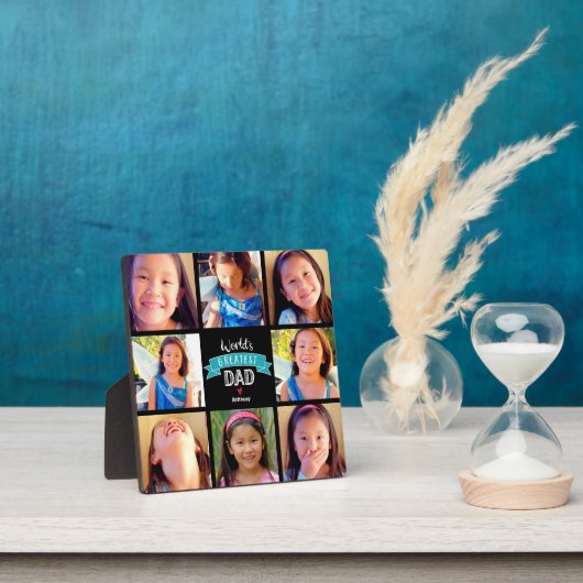 's Werelds Grootste Papa Blauwgroen 8 Fotocollage  Fotoplaat (Insitu)