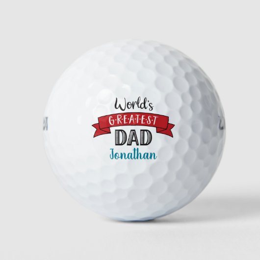 's Werelds Grootste Papa Cool Modern Custom Naam R Golfballen (Voorkant)