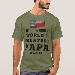 's Werelds grootste Papa Custom Land Vlaggennaam T-shirt