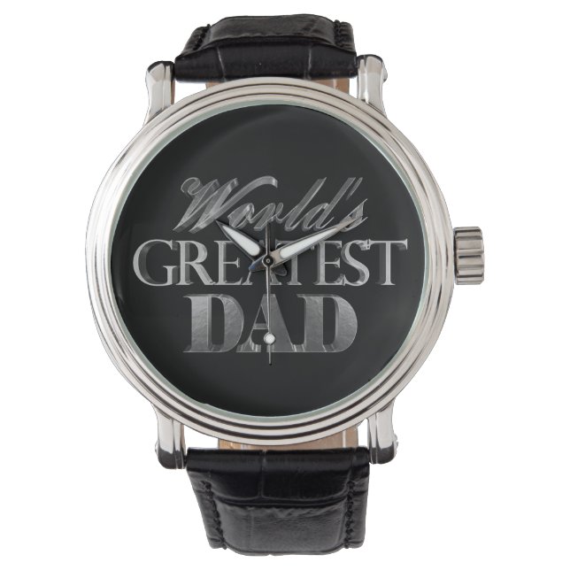 's Werelds Grootste Papa Elegante Zwart Grijs Typo Horloge (Voorkant)