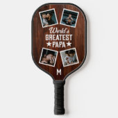 's Werelds grootste Papa fotocollage Monogram hout Pickleball Paddle (Voorkant)