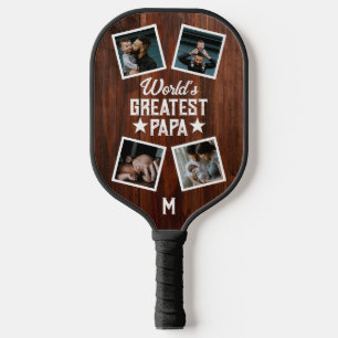 's Werelds grootste Papa fotocollage Monogram hout Pickleball Paddle