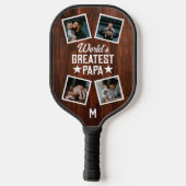 's Werelds grootste Papa fotocollage Monogram hout Pickleball Paddle (Achterkant)