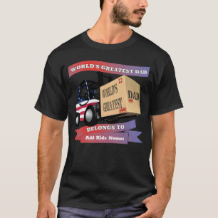 's Werelds Grootste Papa Gepersonaliseerde VS Vork T-shirt
