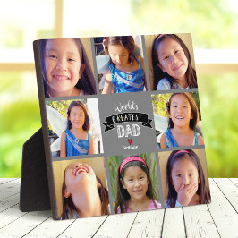 's Werelds Grootste Papa Modern 8 Fotocollage grij Fotoplaat