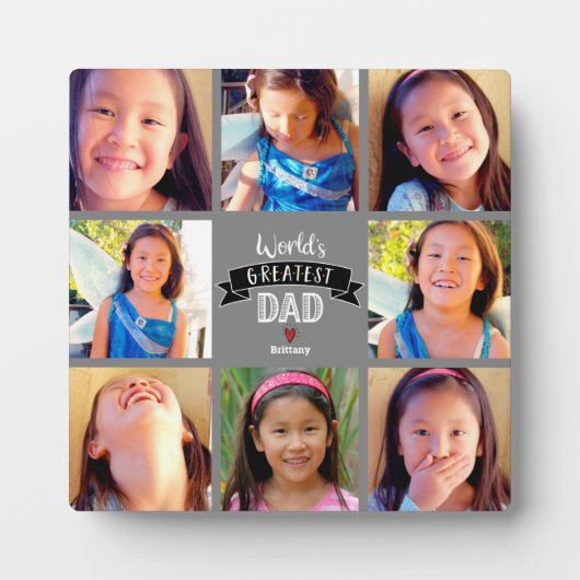 's Werelds Grootste Papa Modern 8 Fotocollage grij Fotoplaat (Voorkant)