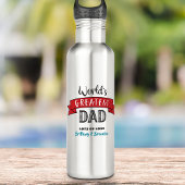 'S Werelds Grootste Papa Rode Banner Cool Bold Mod Waterfles