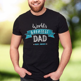 's Werelds Grootste Papa Turquoise Verdrietige Typ T-shirt