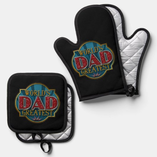 's Werelds Grootste Papa Vaderdag Gifts Ovenwant & Pannenlap Set (Voorkant / Achterkant)