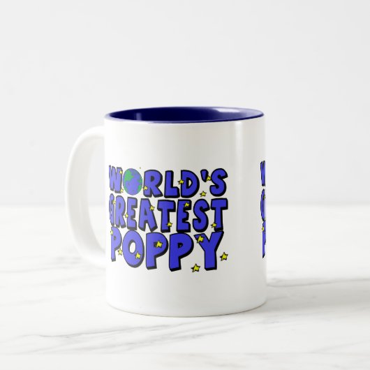 's Werelds grootste papaver Tweekleurige Koffiemok (Voorkant links)