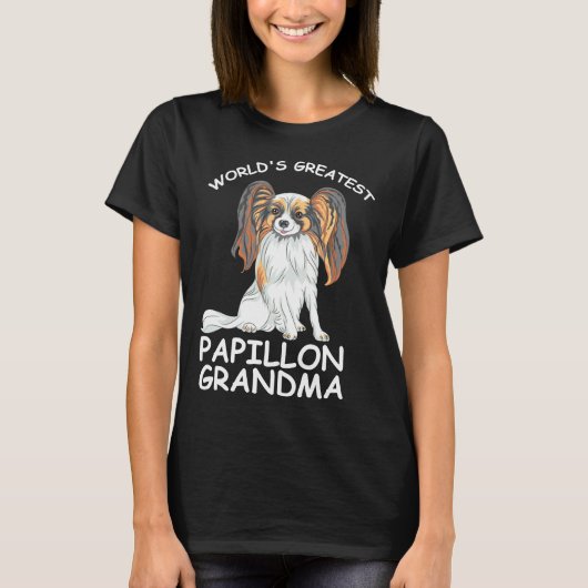 's Werelds grootste papillon oma papillon hond T-shirt (Voorkant)