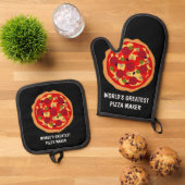 's Werelds grootste pizza maker op maat Ovenwant & Pannenlap Set (Top down)