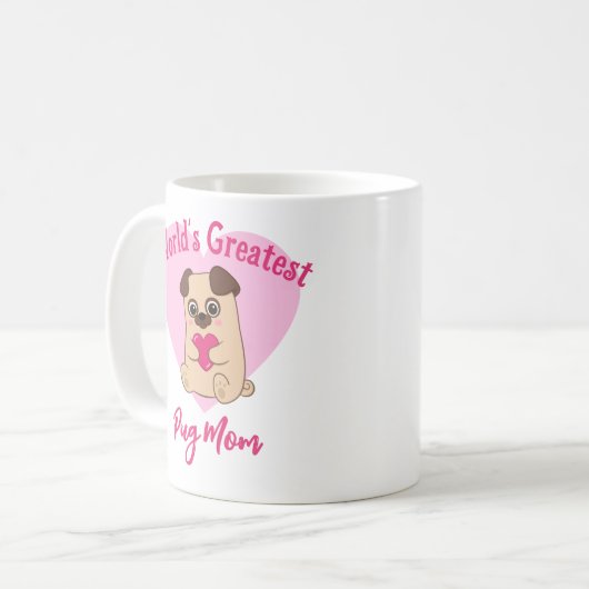 's Werelds grootste pug mam grappig Schattige roze Koffiemok (Voorkant links)