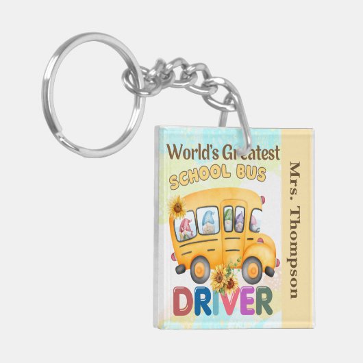 's Werelds grootste schoolbuschauffeur gepersonali Sleutelhanger (Voorkant Links)