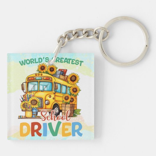 's Werelds grootste schoolbuschauffeur Sleutelhanger (Achterkant)