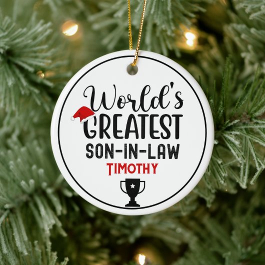 's Werelds grootste schoonzoon Trofee naam Keramisch Ornament (Boom)