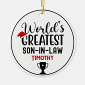 's Werelds grootste schoonzoon Trofee naam Keramisch Ornament (Voorkant)