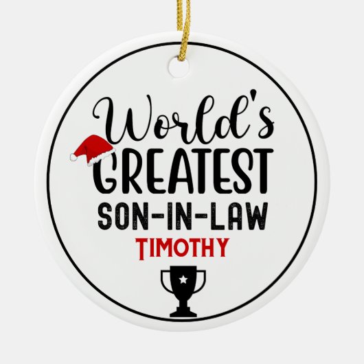 's Werelds grootste schoonzoon Trofee naam Keramisch Ornament (Voorkant)