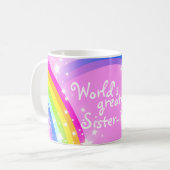 's Werelds grootste schoonzuster-roze regenboogroz Koffiemok (Voorkant links)