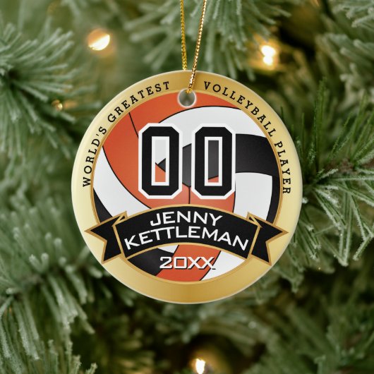 's Werelds grootste Sinaasappel voor volleybalspel Keramisch Ornament (Boom)