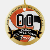 's Werelds grootste Sinaasappel voor volleybalspel Keramisch Ornament (Voorkant)