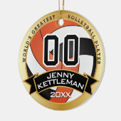 's Werelds grootste Sinaasappel voor volleybalspel Keramisch Ornament (Links)