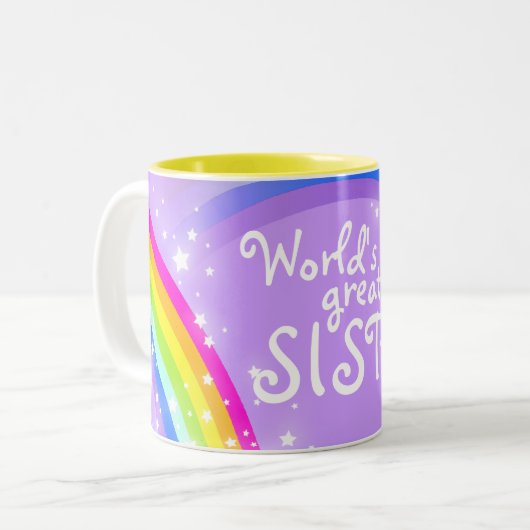 's Werelds grootste SISTER-regenboogvioletmok Tweekleurige Koffiemok (Voorkant links)