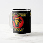 's Werelds grootste textieltrofie Tweekleurige Koffiemok (Voorkant links)