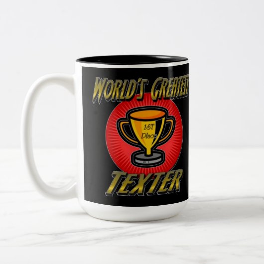 's Werelds grootste textieltrofie Tweekleurige Koffiemok (Links)