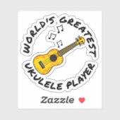 's Werelds grootste ukelele-speler, uke-speler gra Sticker (Vel)
