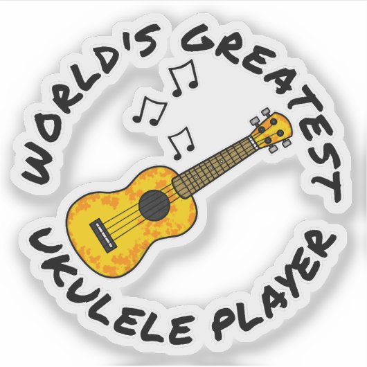 's Werelds grootste ukelele-speler, uke-speler gra Sticker (Voorkant)