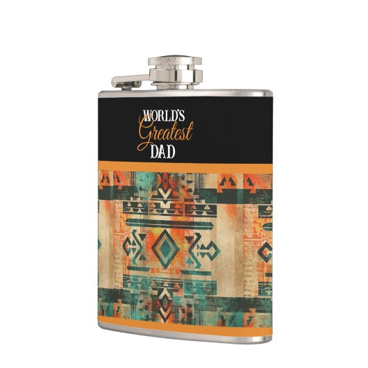 's Werelds grootste vader Aztec inheemse Amerikaan Heupfles (Links)