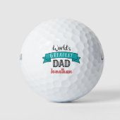 'S Werelds Grootste Vader Blauwgroen Cool Modern C Golfballen (Voorkant)