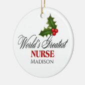 's Werelds grootste verpleegster op maat Keramisch Ornament (Links)
