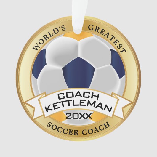 's Werelds grootste Voetbal coach goud, zeemacht e Ornament (voorkant)
