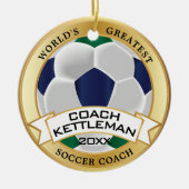 's Werelds grootste Voetbal coach Groen, Blauw, Wi Keramisch Ornament (Voorkant)