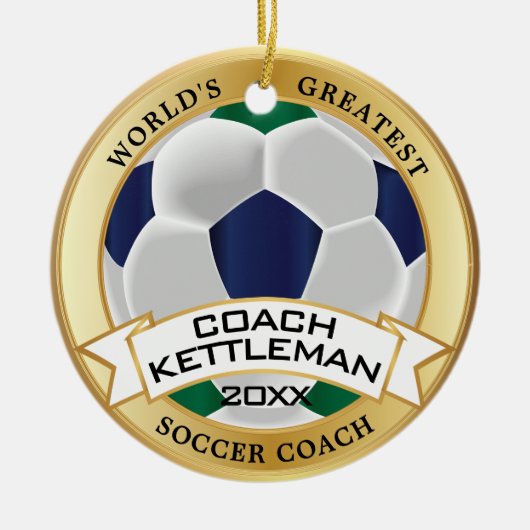 's Werelds grootste Voetbal coach Groen, Blauw, Wi Keramisch Ornament (Voorkant)