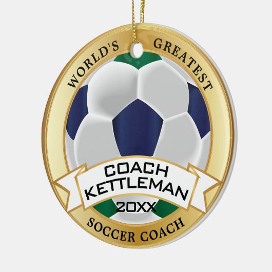 's Werelds grootste Voetbal coach Groen, Blauw, Wi Keramisch Ornament (Links)