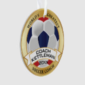 's Werelds grootste Voetbal coach rood, wit, blauw Ornament (voorkant)